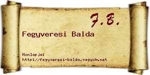 Fegyveresi Balda névjegykártya